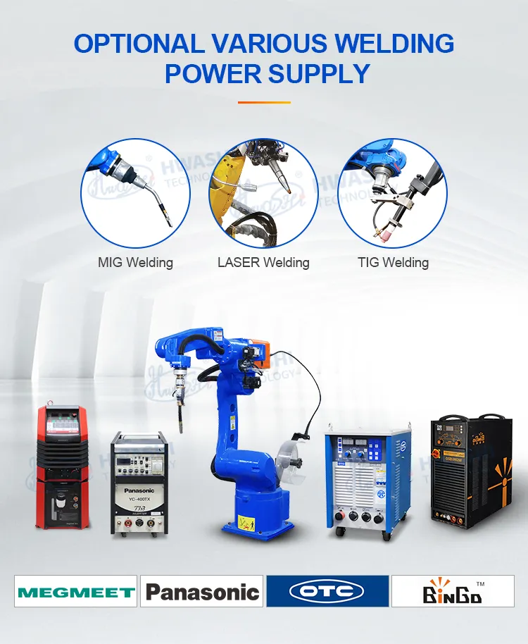 Machine de soudage CNC industrielle Hwashi Robotique à 6 axes avec servo, robot de soudage à bras positionneur, robot de soudage automatique TIG 8