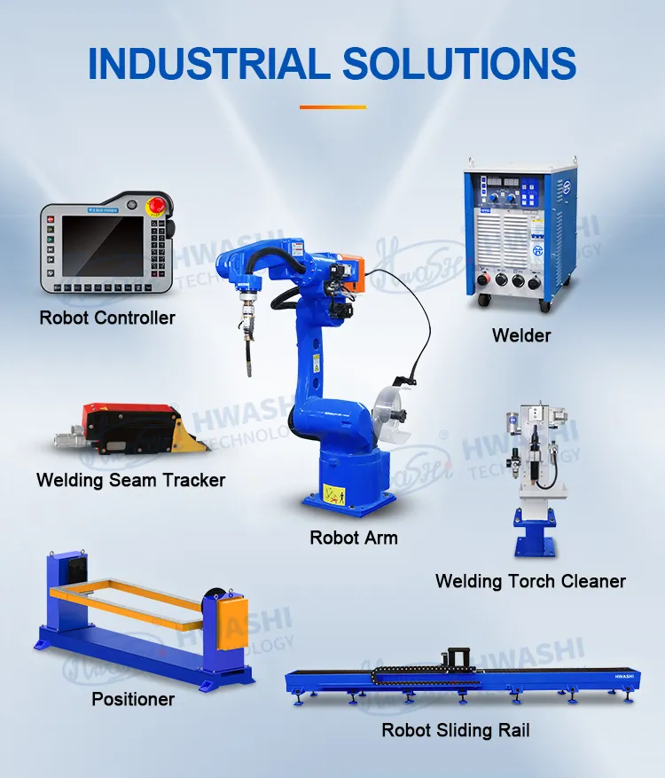 Machine de soudage CNC industrielle Hwashi Robotique à 6 axes avec servo, robot de soudage à bras positionneur, robot de soudage automatique TIG 7